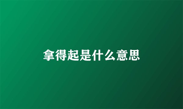 拿得起是什么意思