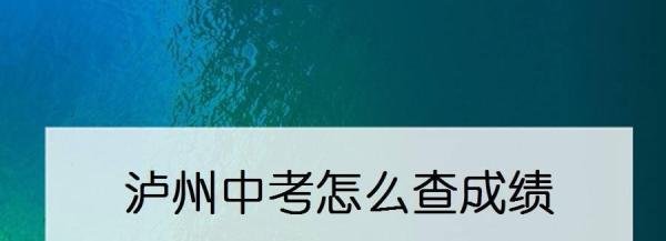 泸州中考怎么查成绩