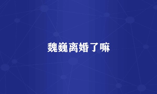 魏巍离婚了嘛