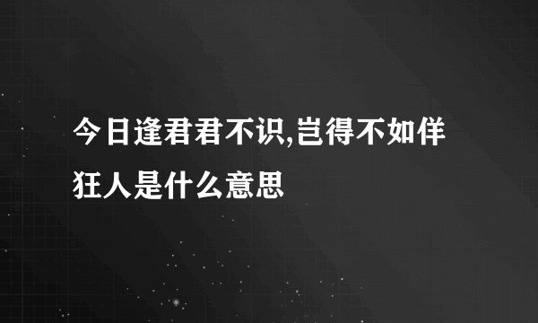 今日逢君君不识,岂得不如佯狂人是什么意思