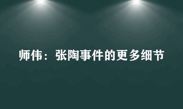 师伟：张陶事件的更多细节