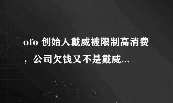 ofo 创始人戴威被限制高消费,公司欠钱又不是戴威欠钱,有限责任公司为什么要扯到个人头上?