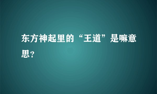 东方神起里的“王道”是嘛意思？