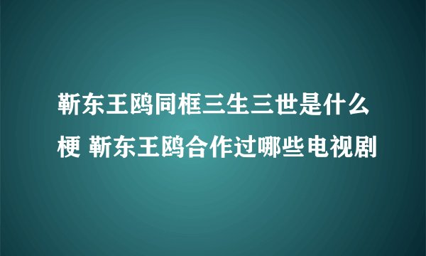 靳东王鸥同框三生三世是什么梗 靳东王鸥合作过哪些电视剧