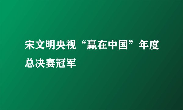 宋文明央视“赢在中国”年度总决赛冠军