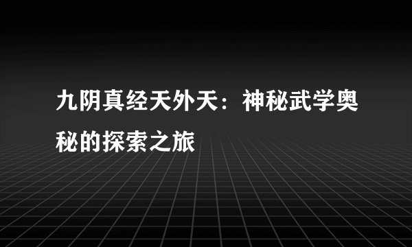 九阴真经天外天：神秘武学奥秘的探索之旅