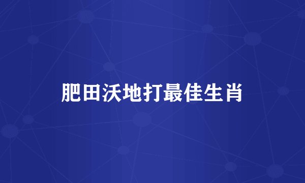肥田沃地打最佳生肖