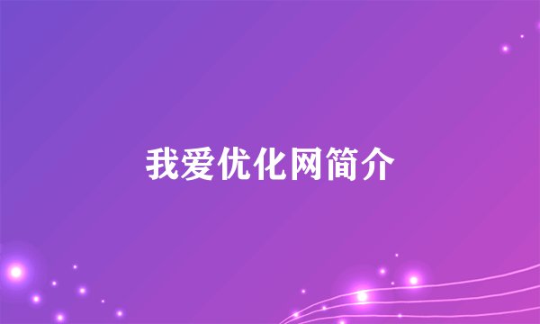 我爱优化网简介
