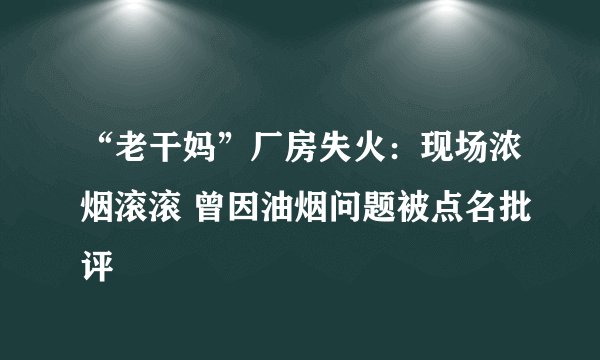 “老干妈”厂房失火：现场浓烟滚滚 曾因油烟问题被点名批评