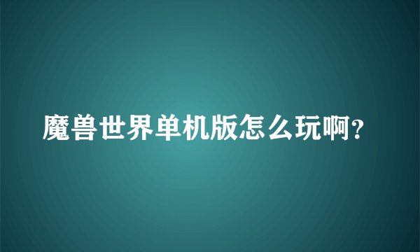 魔兽世界单机版怎么玩啊？