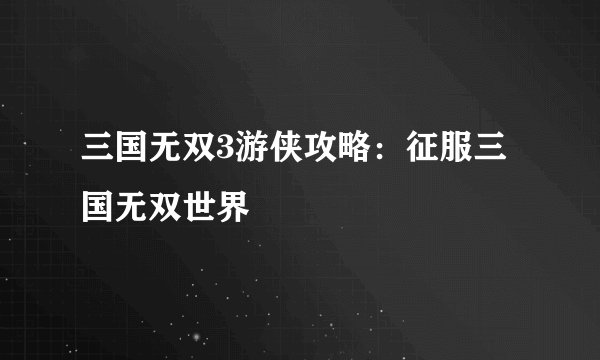 三国无双3游侠攻略：征服三国无双世界