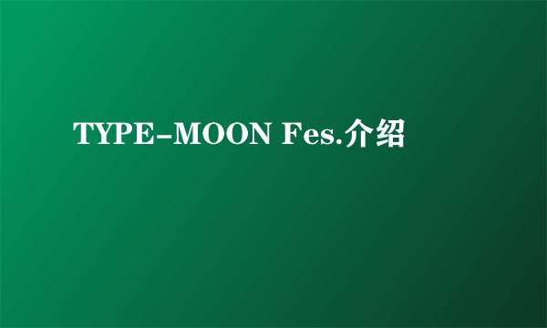 TYPE-MOON Fes.介绍