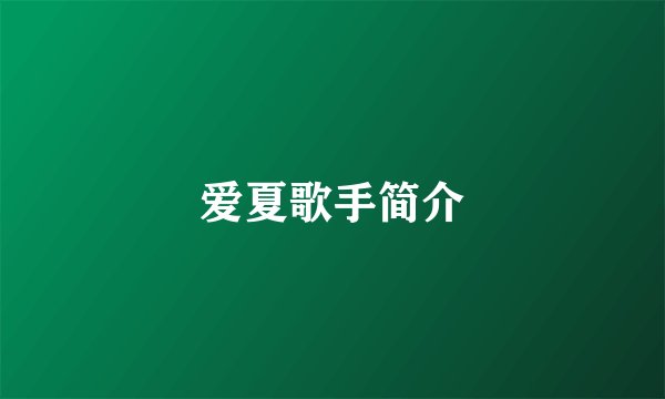 爱夏歌手简介
