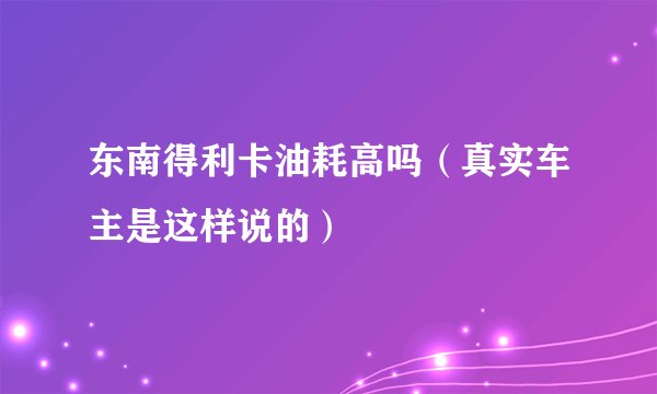 东南得利卡油耗高吗（真实车主是这样说的）
