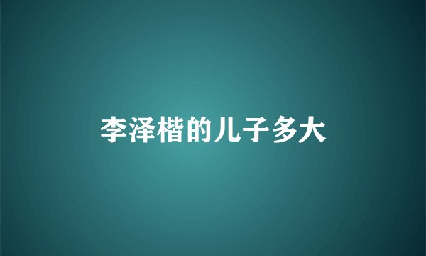 李泽楷的儿子多大