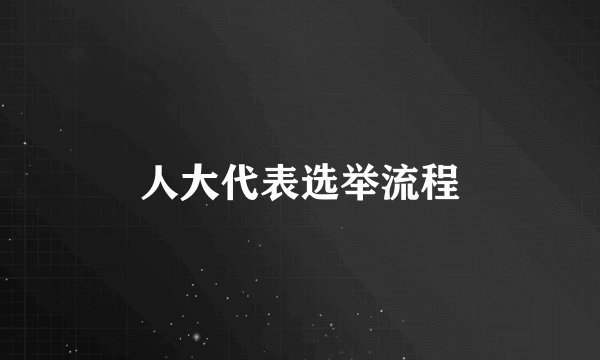 人大代表选举流程