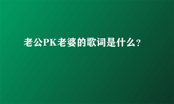 老公PK老婆的歌词是什么？