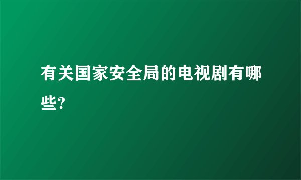 有关国家安全局的电视剧有哪些?