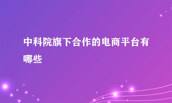中科院旗下合作的电商平台有哪些