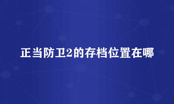 正当防卫2的存档位置在哪