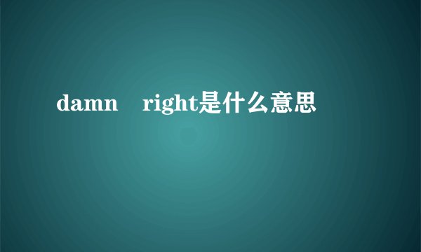 damn right是什么意思