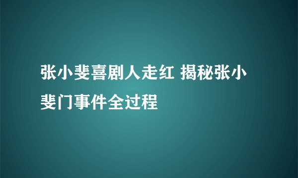 张小斐喜剧人走红 揭秘张小斐门事件全过程