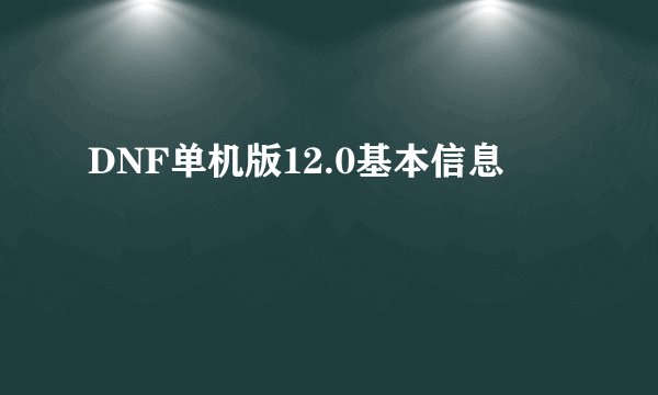 DNF单机版12.0基本信息
