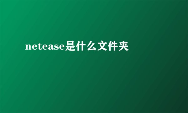 netease是什么文件夹