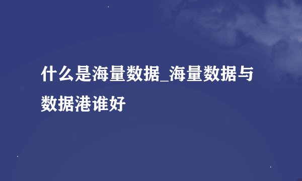 什么是海量数据_海量数据与数据港谁好