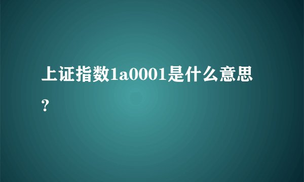 上证指数1a0001是什么意思？