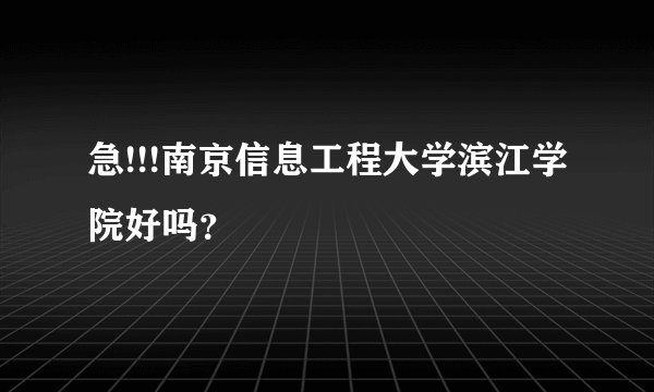 急!!!南京信息工程大学滨江学院好吗？