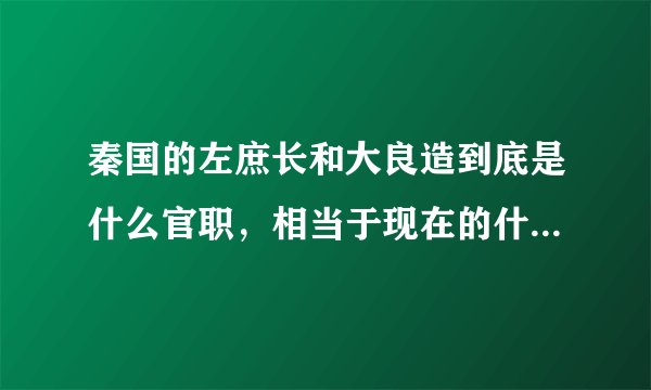 秦国的左庶长和大良造到底是什么官职，相当于现在的什么职位？