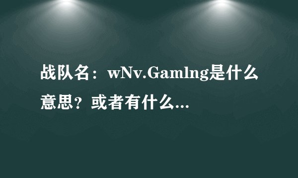 战队名：wNv.Gamlng是什么意思？或者有什么含义呢？