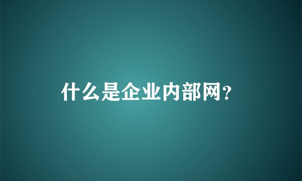 什么是企业内部网？