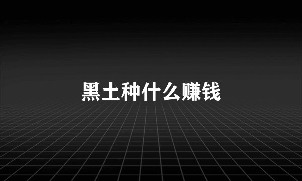 黑土种什么赚钱