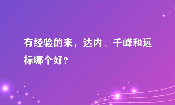 有经验的来，达内、千峰和远标哪个好？