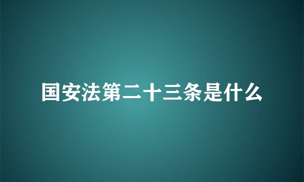 国安法第二十三条是什么