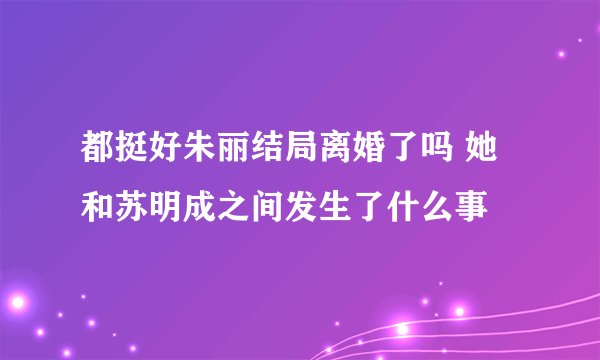 都挺好朱丽结局离婚了吗 她和苏明成之间发生了什么事