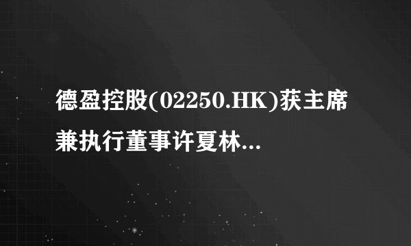 德盈控股(02250.HK)获主席兼执行董事许夏林增持120万股