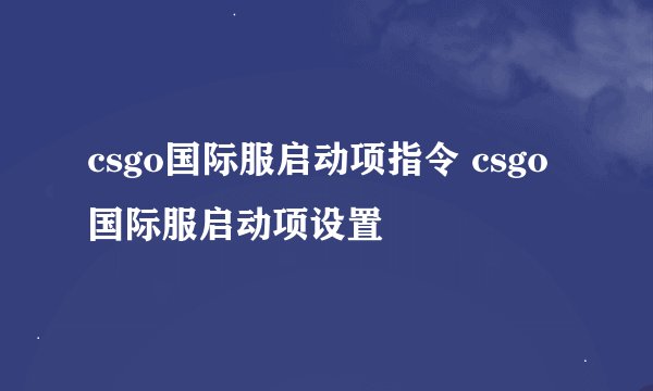 csgo国际服启动项指令 csgo国际服启动项设置