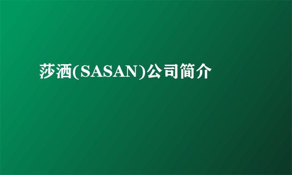 莎洒(SASAN)公司简介