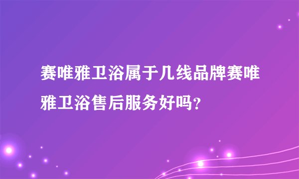 赛唯雅卫浴属于几线品牌赛唯雅卫浴售后服务好吗？