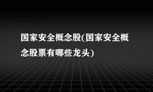 国家安全概念股(国家安全概念股票有哪些龙头)