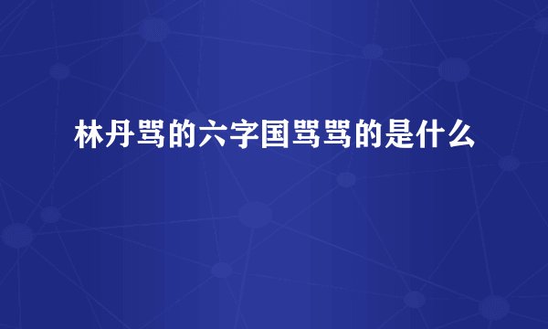 林丹骂的六字国骂骂的是什么