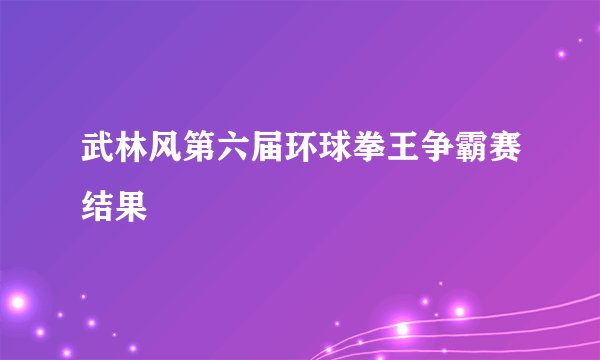 武林风第六届环球拳王争霸赛结果
