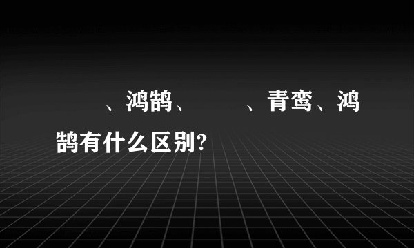 鸑鷟、鸿鹄、鵷鶵、青鸾、鸿鹄有什么区别?