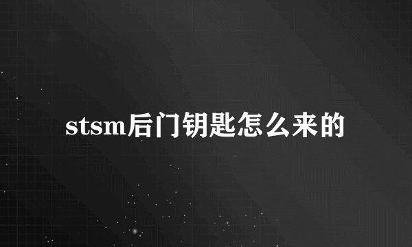 stsm后门钥匙怎么来的