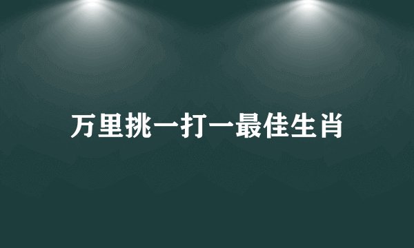万里挑一打一最佳生肖