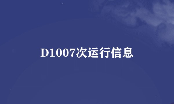 D1007次运行信息