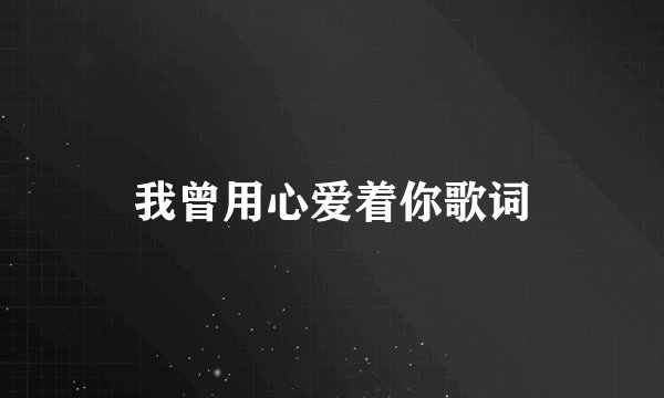我曾用心爱着你歌词